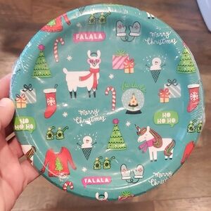 Last Call - Wondershop Festive Llama and Unicorn Paper Plates - Teal and Red